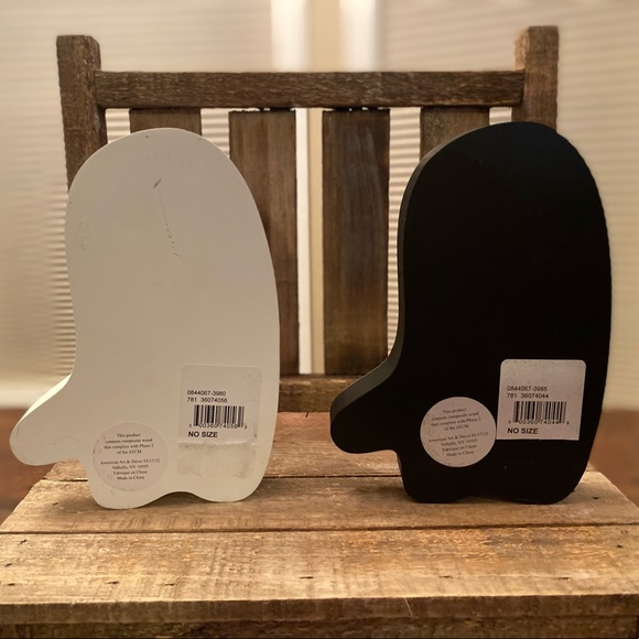 Halloween Ghost Wood Signs Set, White Ghost Shaped Sign, Black & White Ghost - Picture 6 of 16